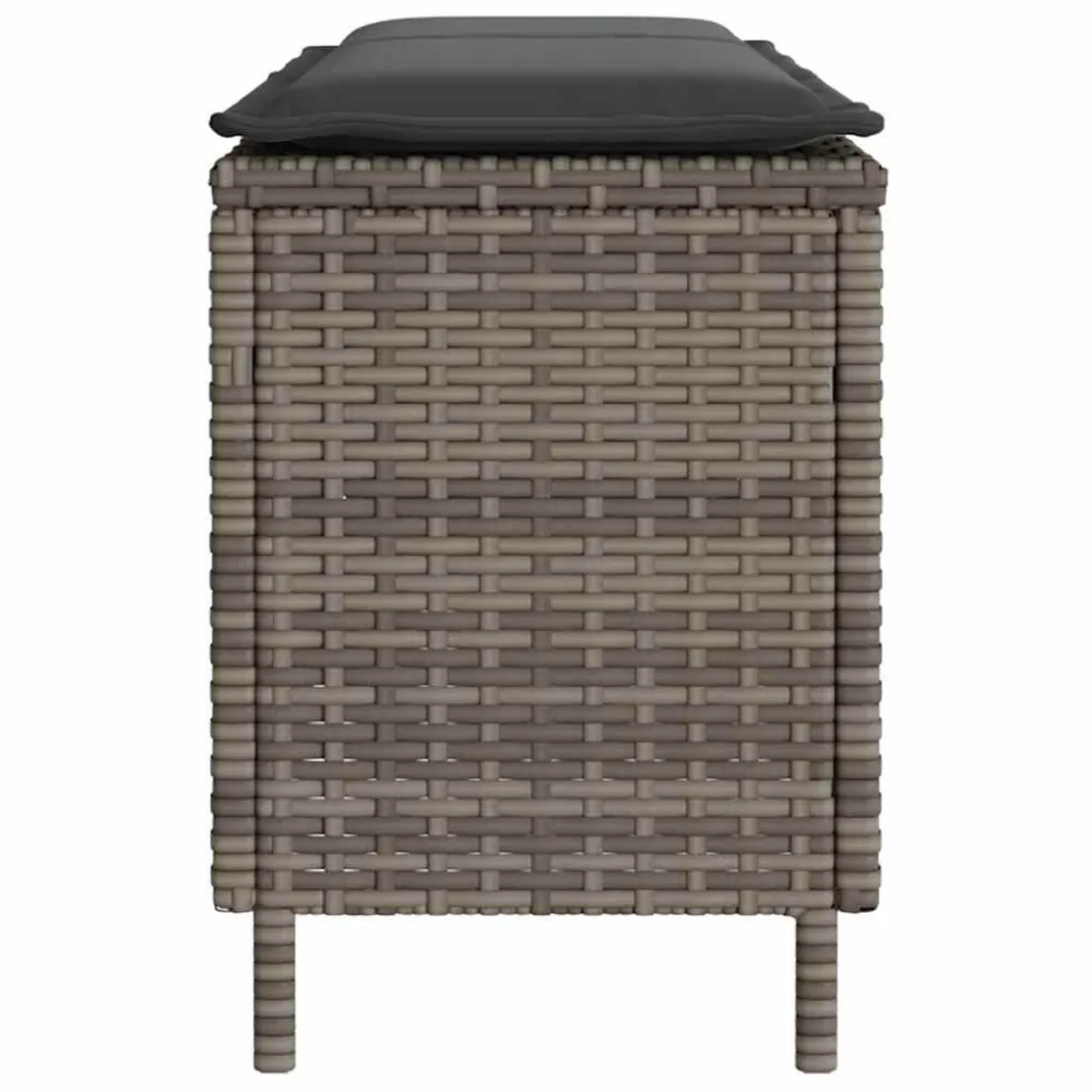 Sedia Pieghevole Panca da Giardino con Cuscino Grigio 110x30x40,5 cm Polyrattan