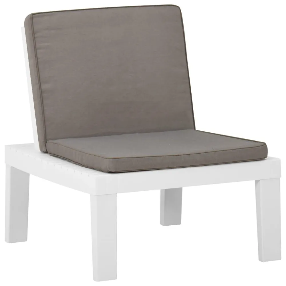 Sedia Pieghevole Poltrona da Giardino con Cuscino Plastica Bianca