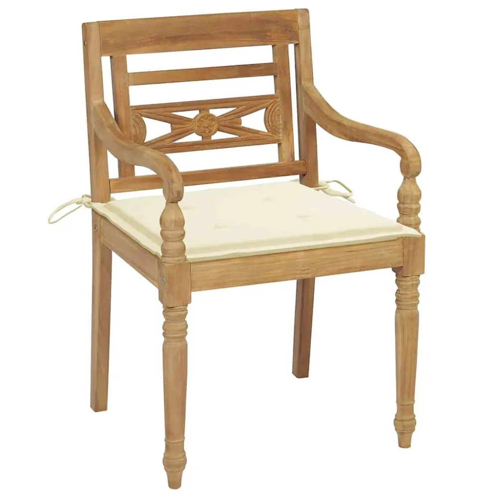 Sedia Pieghevole Sedie Batavia con Cuscini 6 pz Legno Massello di Teak