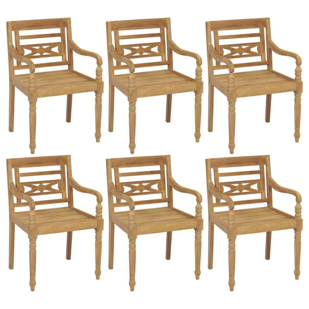 Sedia Pieghevole Sedie Batavia con Cuscini 6 pz Legno Massello di Teak