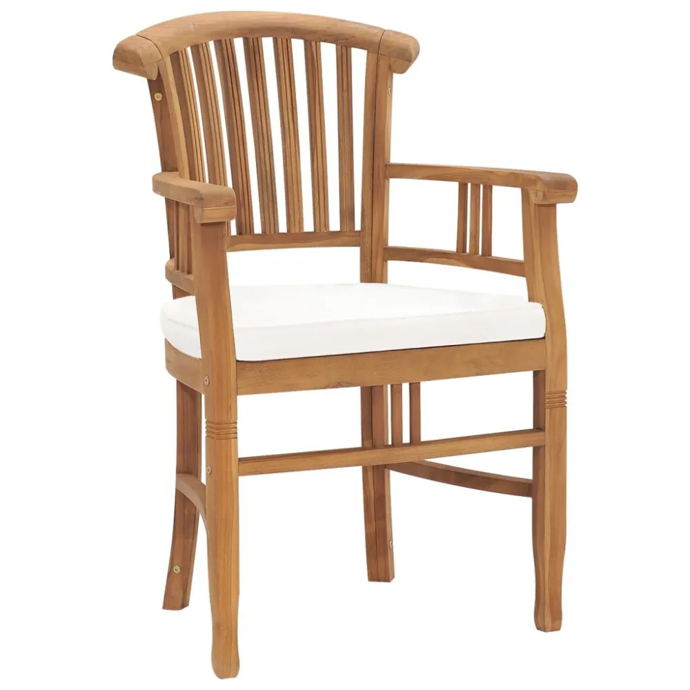 Sedia Pieghevole Sedie da Giardino 2 pz con Cuscini Bianco Crema Legno di Teak