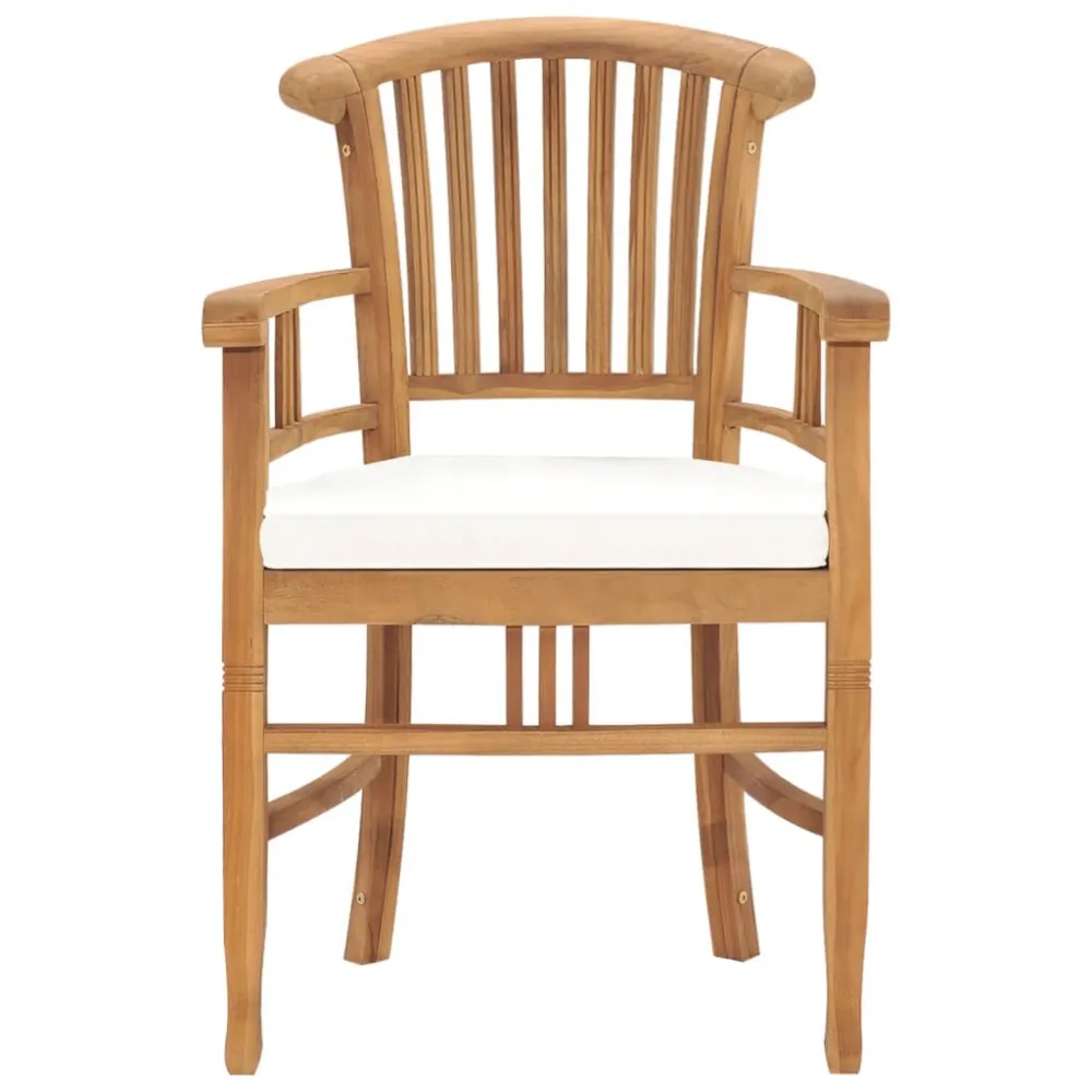 Sedia Pieghevole Sedie da Giardino 2 pz con Cuscini Bianco Crema Legno di Teak