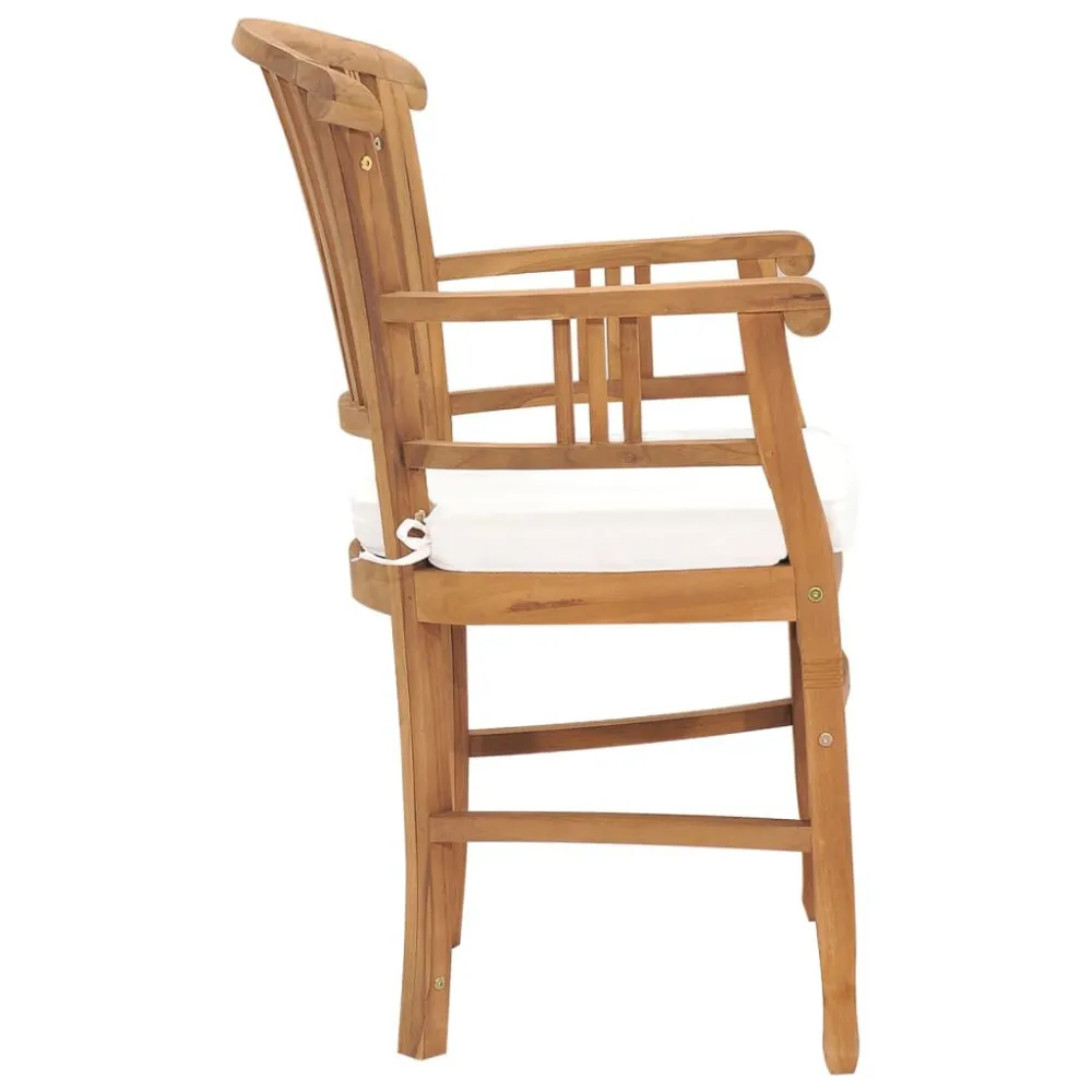 Sedia Pieghevole Sedie da Giardino 2 pz con Cuscini Bianco Crema Legno di Teak