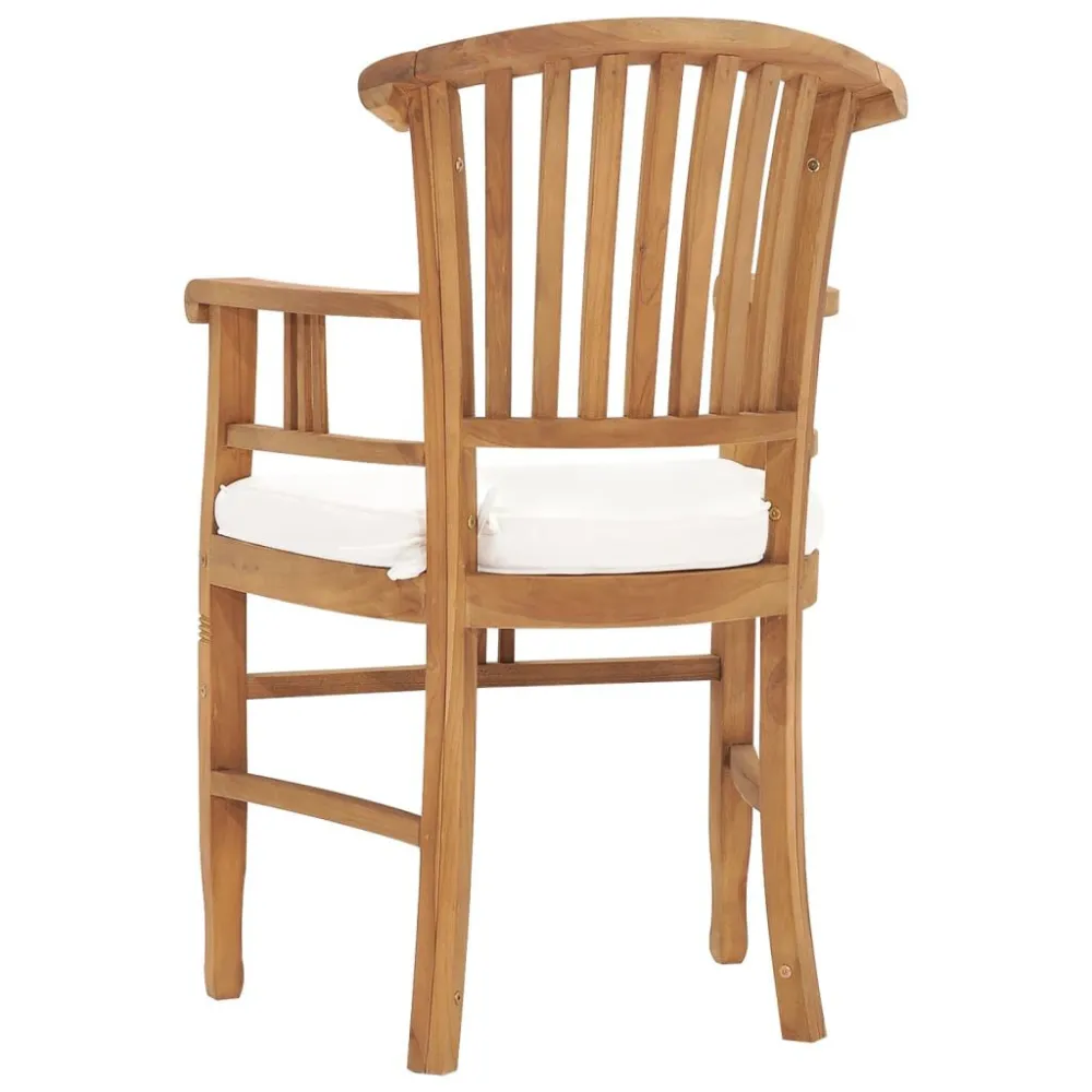 Sedia Pieghevole Sedie da Giardino 2 pz con Cuscini Bianco Crema Legno di Teak