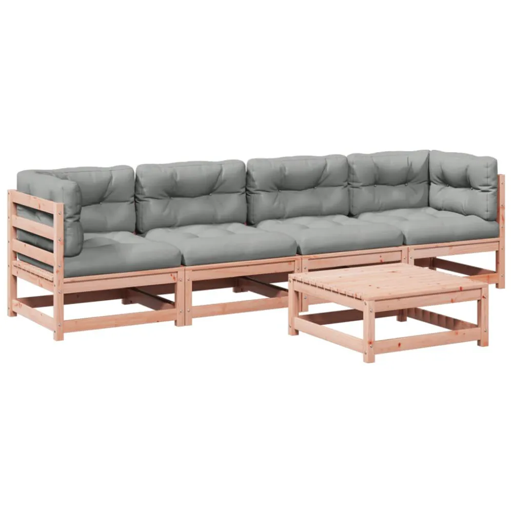 Sedia Pieghevole Set Divani Giardino 5 pz Cuscini Legno Massello Abete Douglas