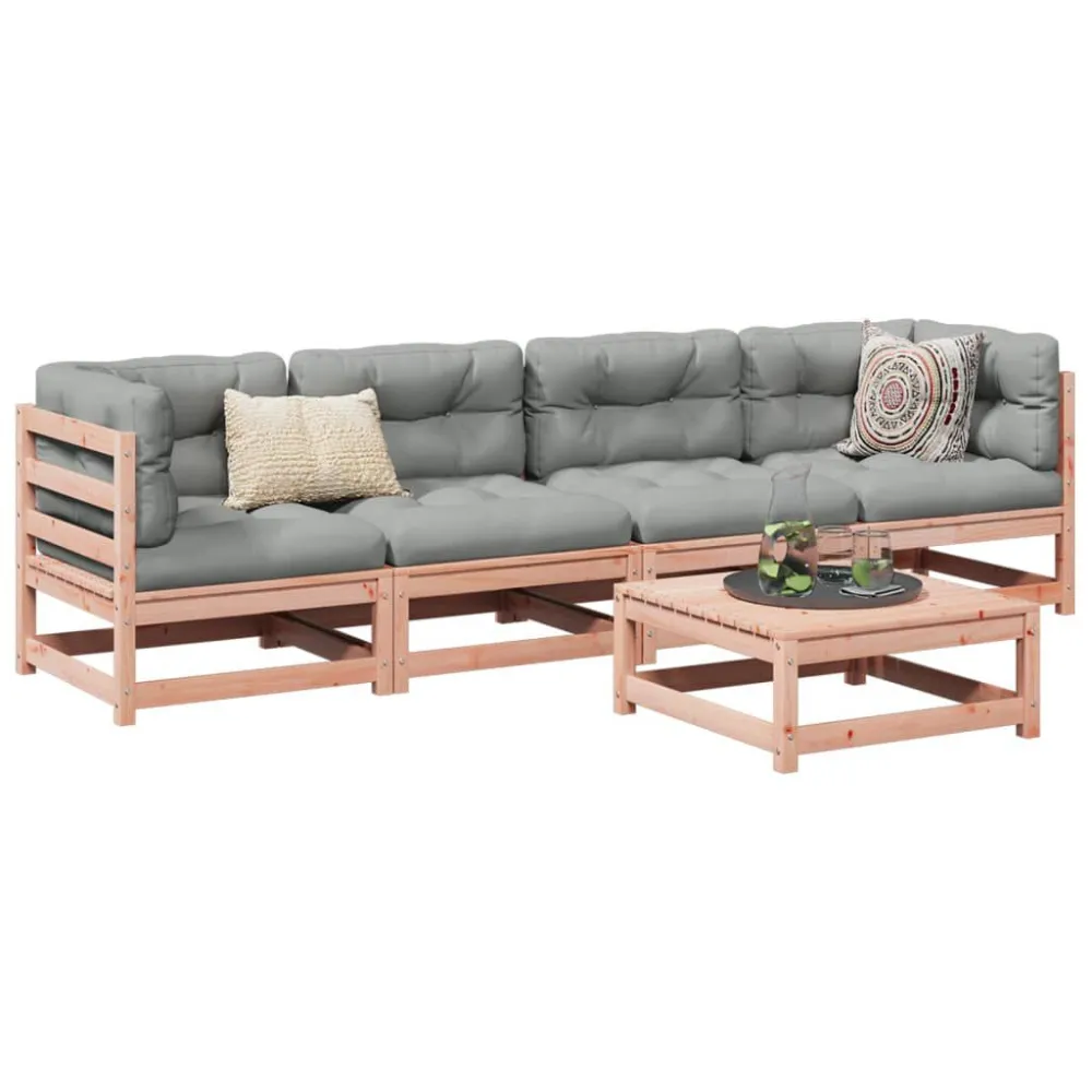 Sedia Pieghevole Set Divani Giardino 5 pz Cuscini Legno Massello Abete Douglas