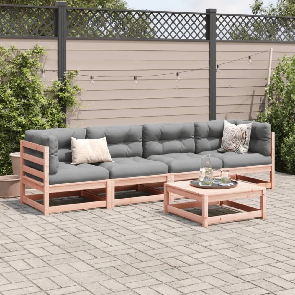 Sedia Pieghevole Set Divani Giardino 5 pz Cuscini Legno Massello Abete Douglas
