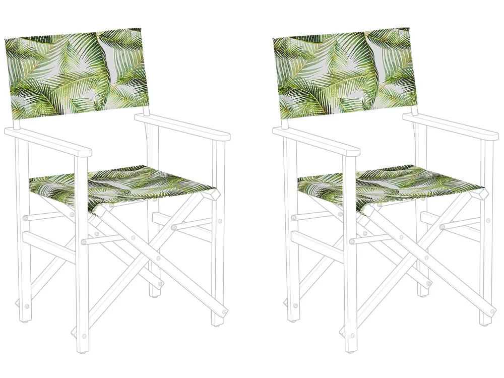 Sedia Pieghevole Set 2 Garden Chair Replacement Fabrics Tropical Leaves Pattern CINE