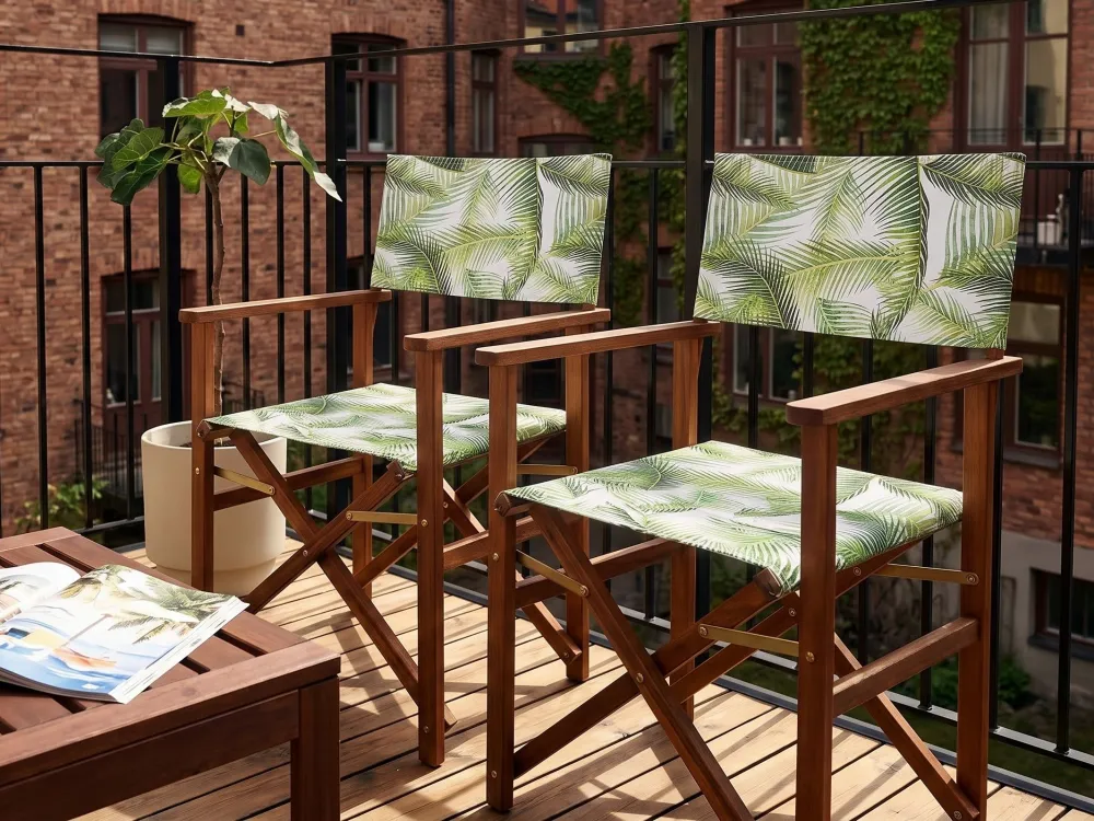 Sedia Pieghevole Set 2 Garden Chair Replacement Fabrics Tropical Leaves Pattern CINE