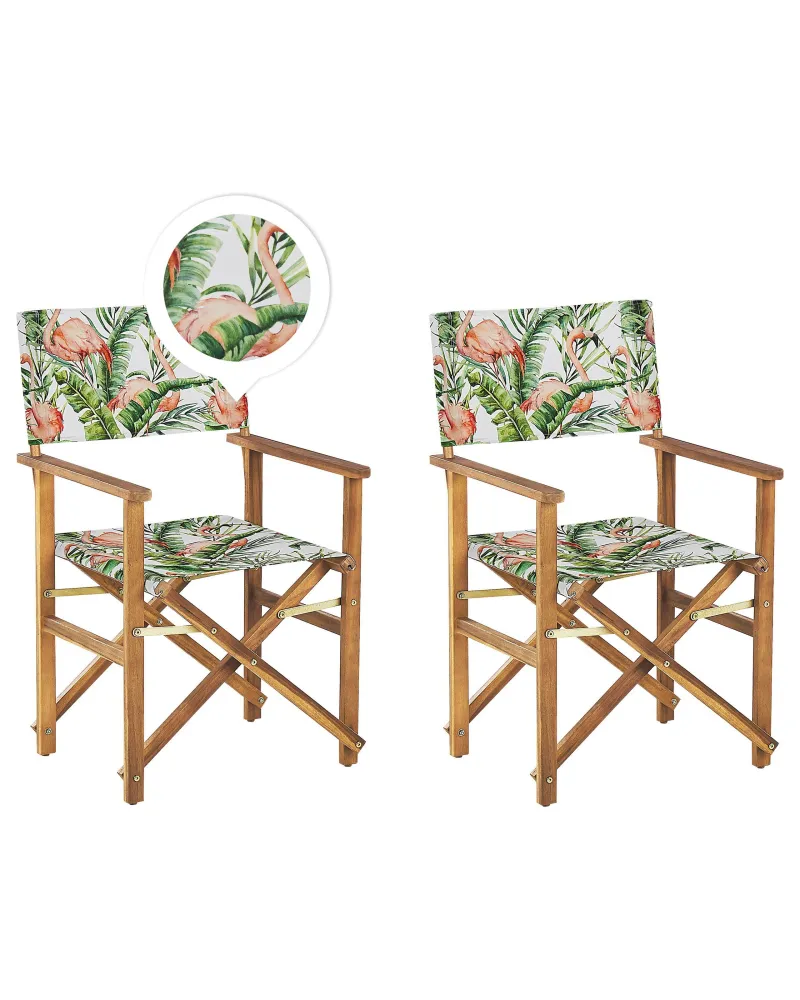 Sedia Pieghevole Set 2 Garden Chairs CINE Acacia Wood Pink
