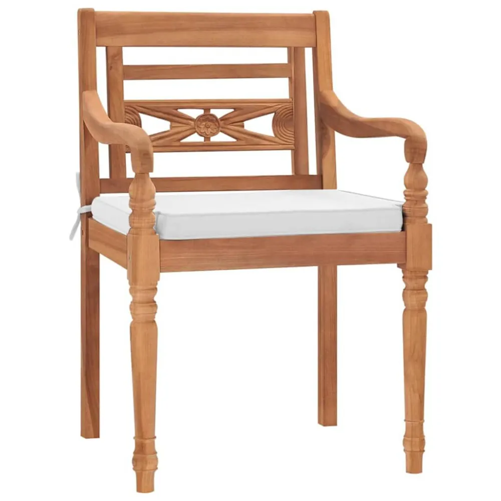 Sedia Pieghevole Set da Pranzo Giardino 5 pz con Cuscini Legno Massello di Teak