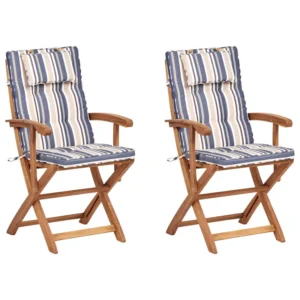 Sedia Pieghevole Set di 2 sedie da giardino con cuscini MAUI II Legno d'acacia Multicolore