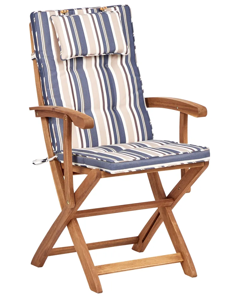 Sedia Pieghevole Set di 2 sedie da giardino con cuscini MAUI II Legno d'acacia Multicolore
