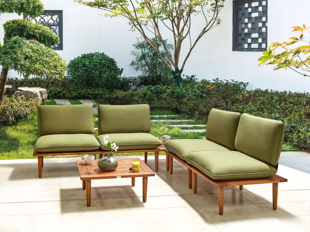 Sedia Pieghevole Sofa Set FRASCATI FSC® Certificato Acacia Wood Olive Green 4 Seater