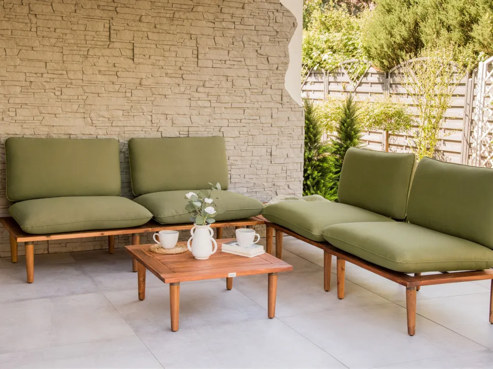 Sedia Pieghevole Sofa Set FRASCATI FSC® Certificato Acacia Wood Olive Green 4 Seater