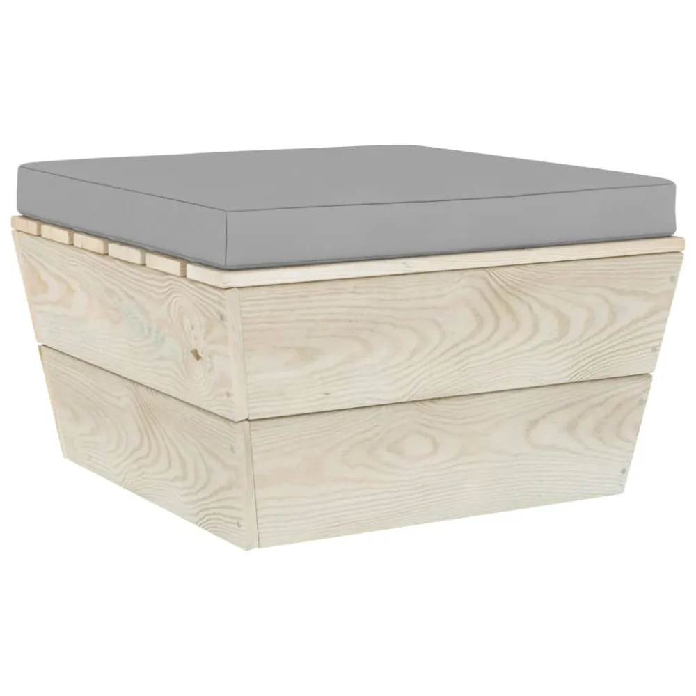 Sedia da Terrazzo Ottomana da Giardino su Pallet con Cuscino Legno di Abete