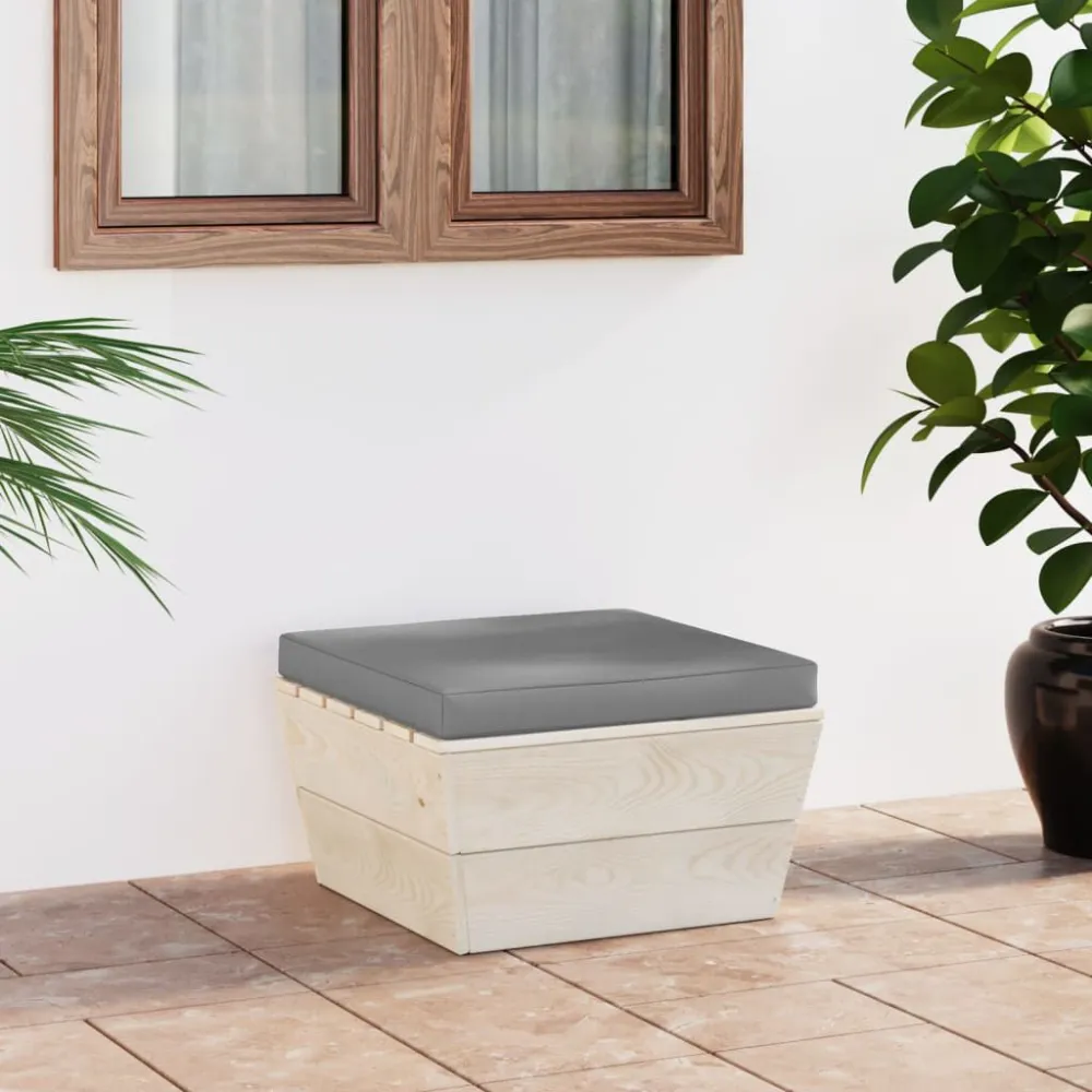 Sedia da Terrazzo Ottomana da Giardino su Pallet con Cuscino Legno di Abete
