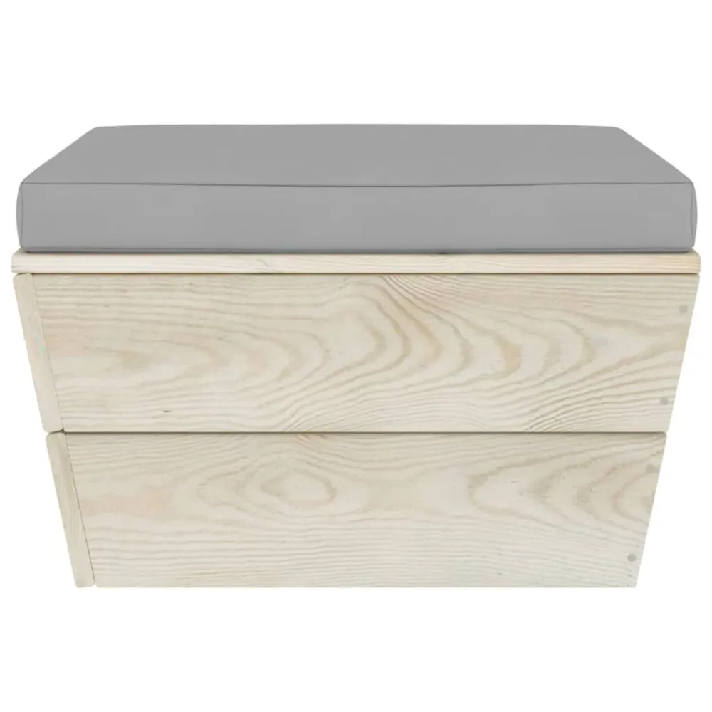 Sedia da Terrazzo Ottomana da Giardino su Pallet con Cuscino Legno di Abete
