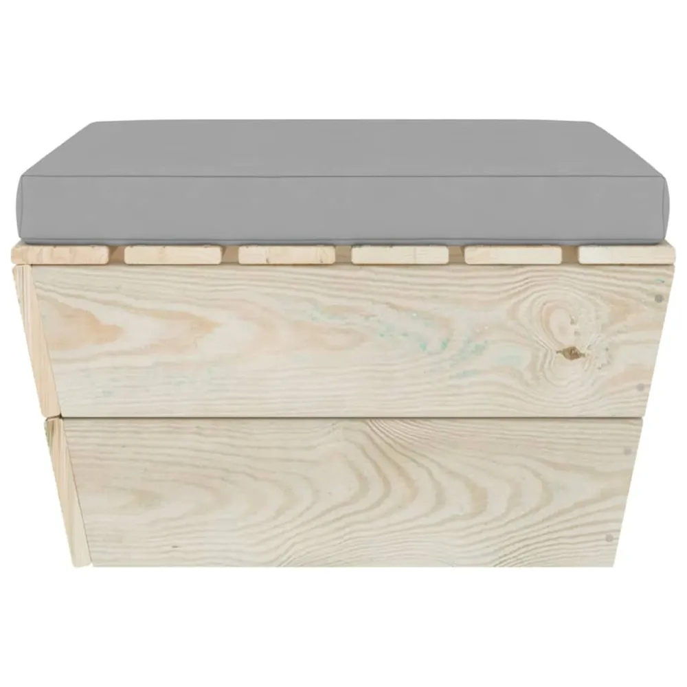 Sedia da Terrazzo Ottomana da Giardino su Pallet con Cuscino Legno di Abete