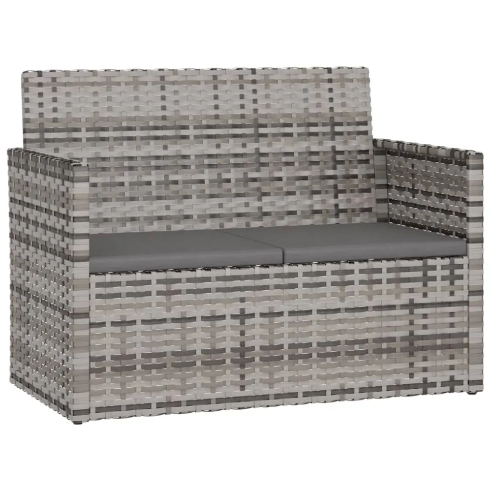 Sedia da Terrazzo Panca da Giardino con Cuscini Grigia 105 cm Polyrattan