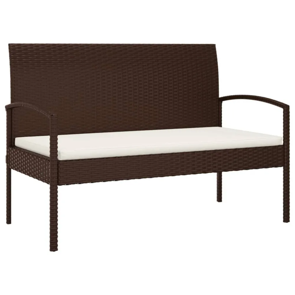 Sedia da Terrazzo Panca da Giardino con Cuscino Marrone 105 cm Polyrattan