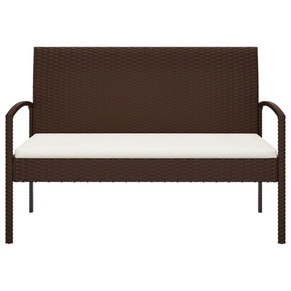 Sedia da Terrazzo Panca da Giardino con Cuscino Marrone 105 cm Polyrattan