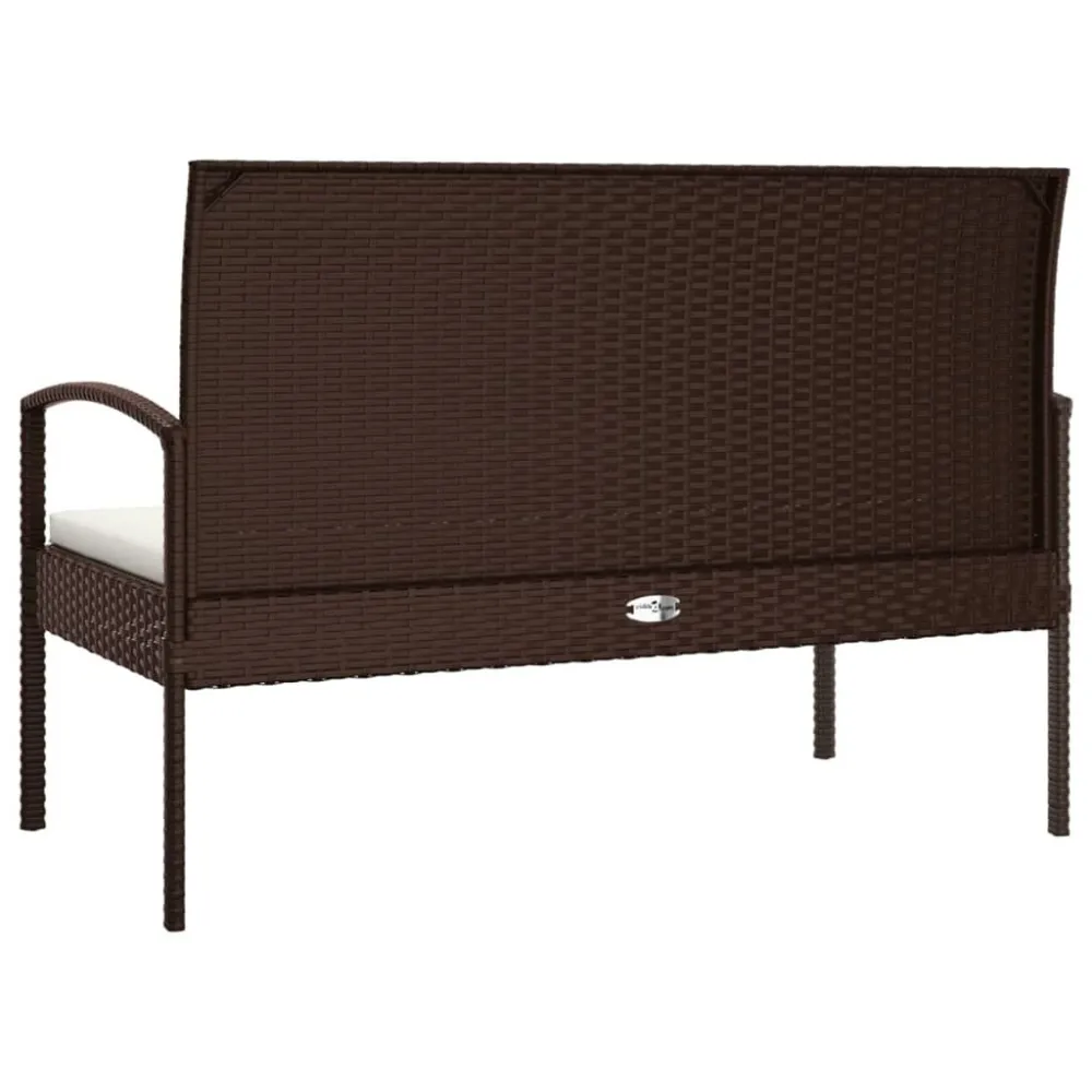 Sedia da Terrazzo Panca da Giardino con Cuscino Marrone 105 cm Polyrattan