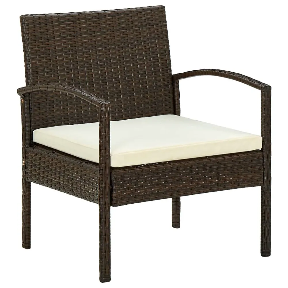 Sedia da Terrazzo Sedia da Giardino con Cuscino Polyrattan Marrone