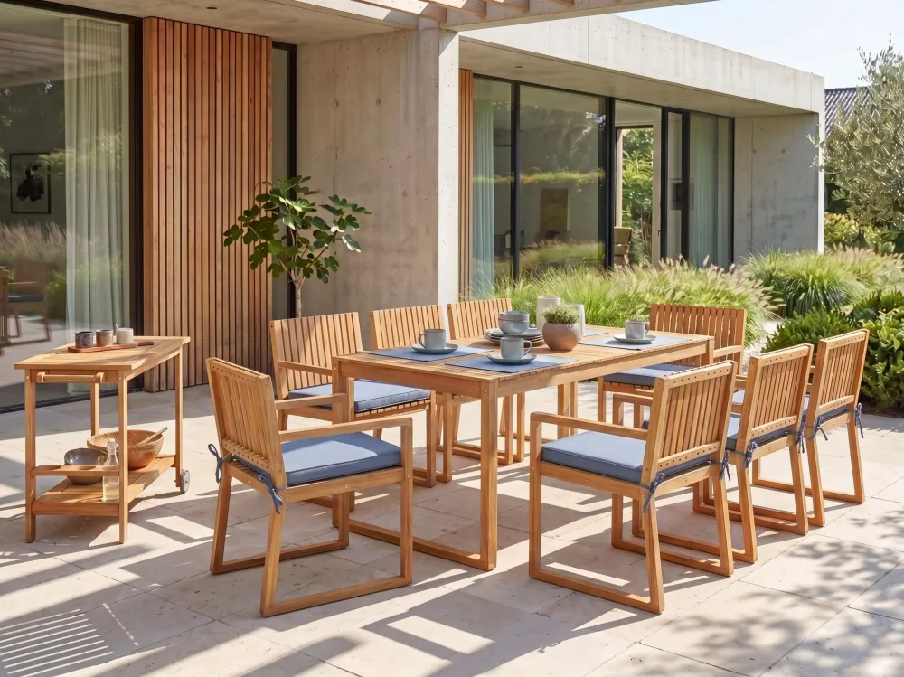 Sedia da Terrazzo Set di cuscini per sedie da giardino blu SASSARI