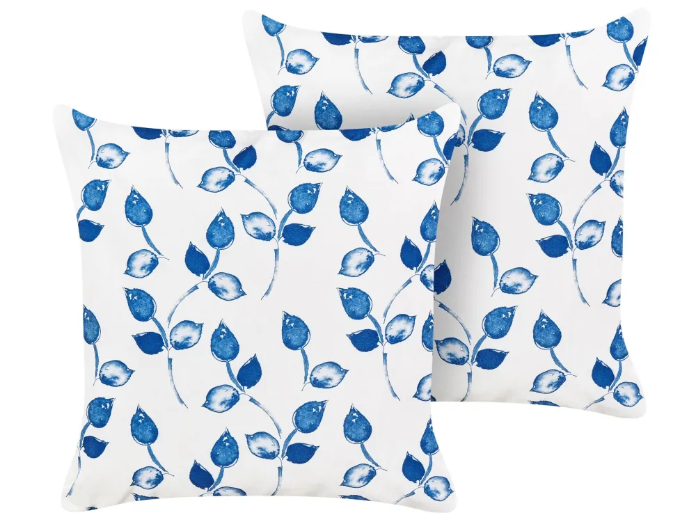 Sedia da Terrazzo Set di 2 cuscini tessuto bianco e blu 45 x 45 cm TORBORA