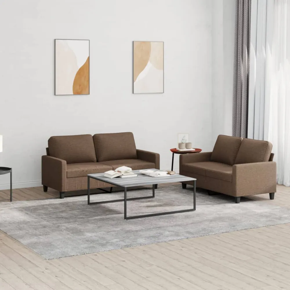 Sedia da Terrazzo Set di Divani 2 pz con Cuscini Marrone Tessuto