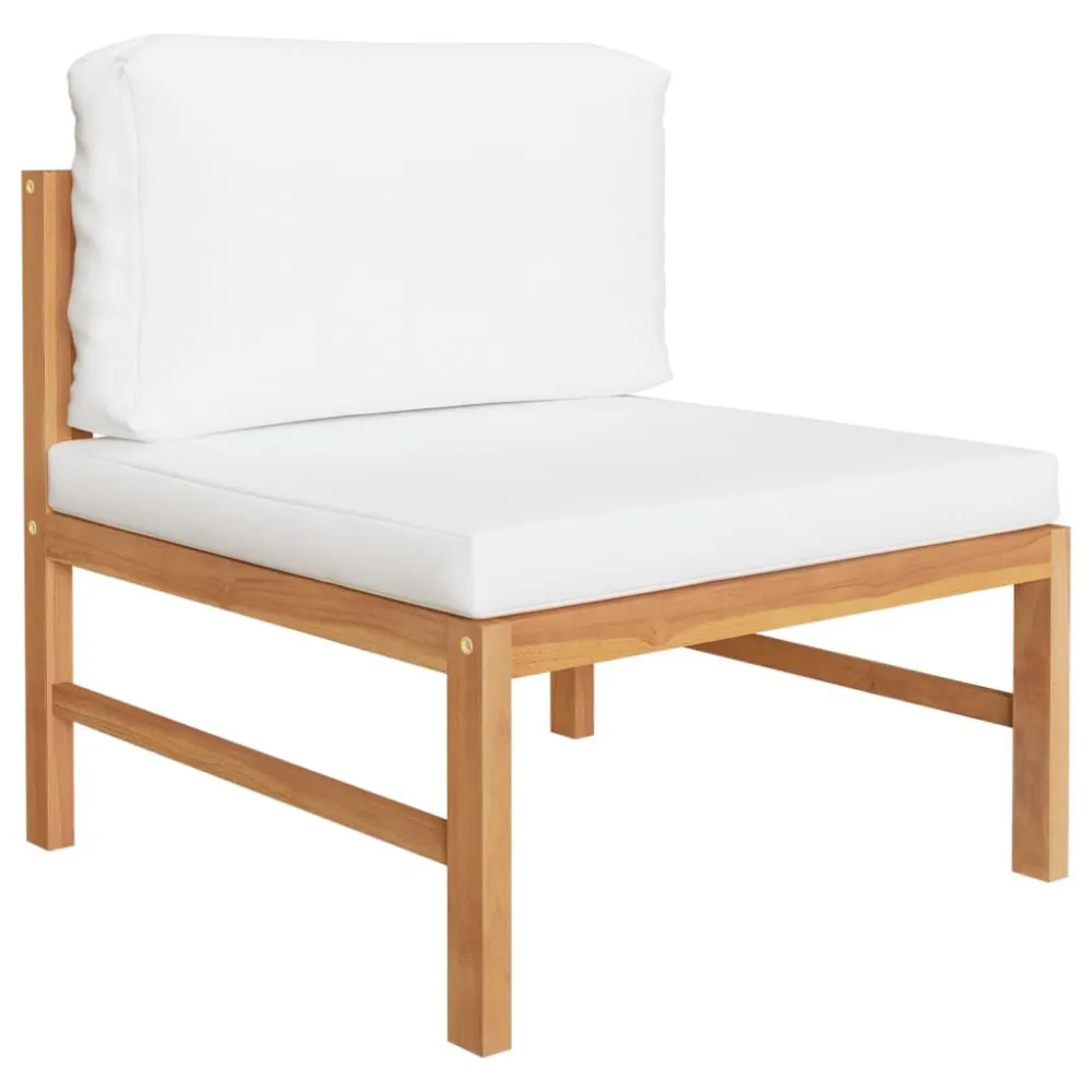 Sedia da Terrazzo Set Divani da Giardino 4pz Cuscini Crema Legno Massello di Teak