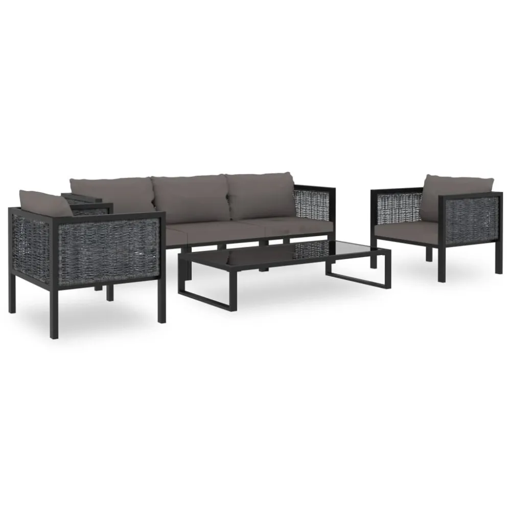 Sedia da Terrazzo Set Divani da Giardino 6 pz con Cuscini Polyrattan Antracite