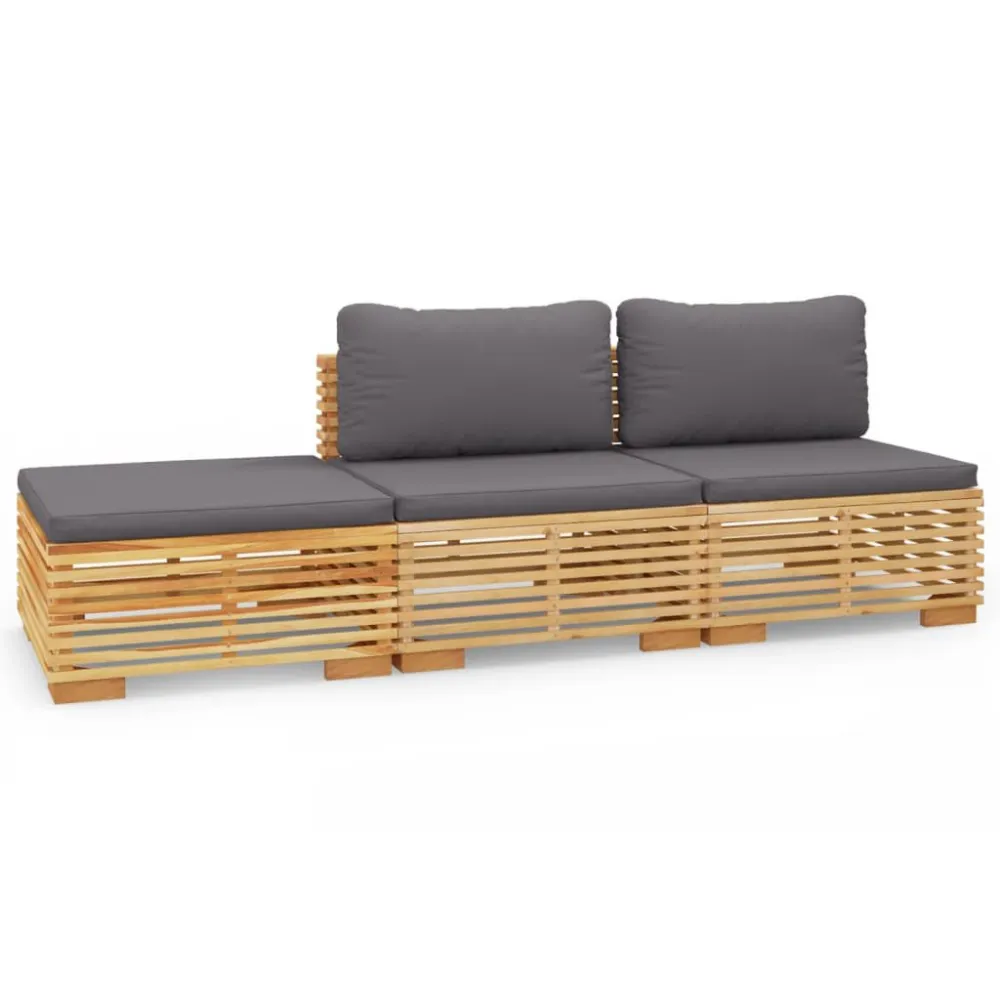 Sedia da Terrazzo Set Divani da Giardino 3 pz con Cuscini Legno Massello di Teak