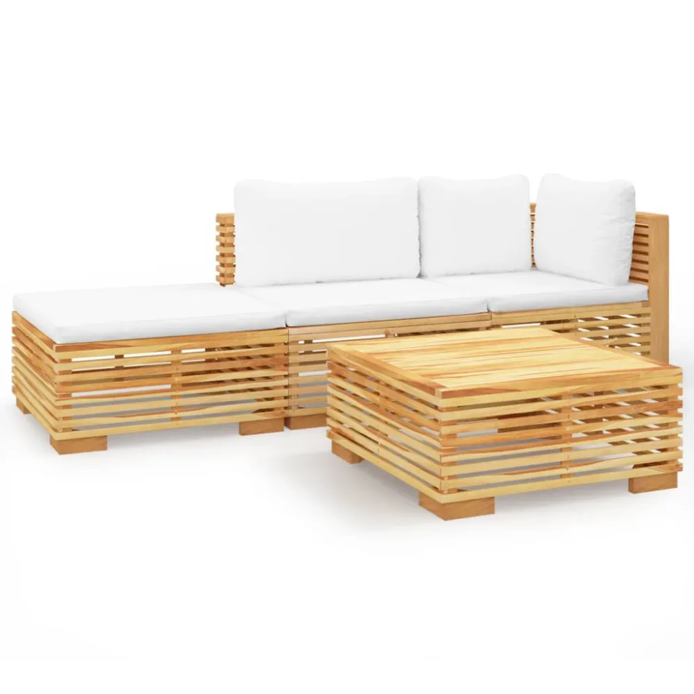 Sedia da Terrazzo Set Divani da Giardino 4 pz con Cuscini Legno Massello di Teak