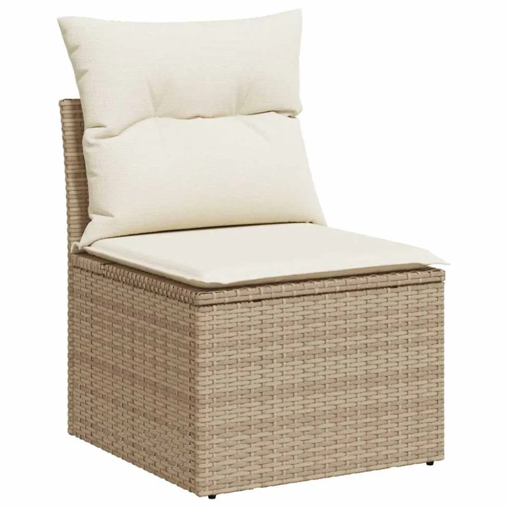 Sedia da Terrazzo Set Divani da Giardino 7 pz con Cuscini Sabbia Polyrattan Acacia