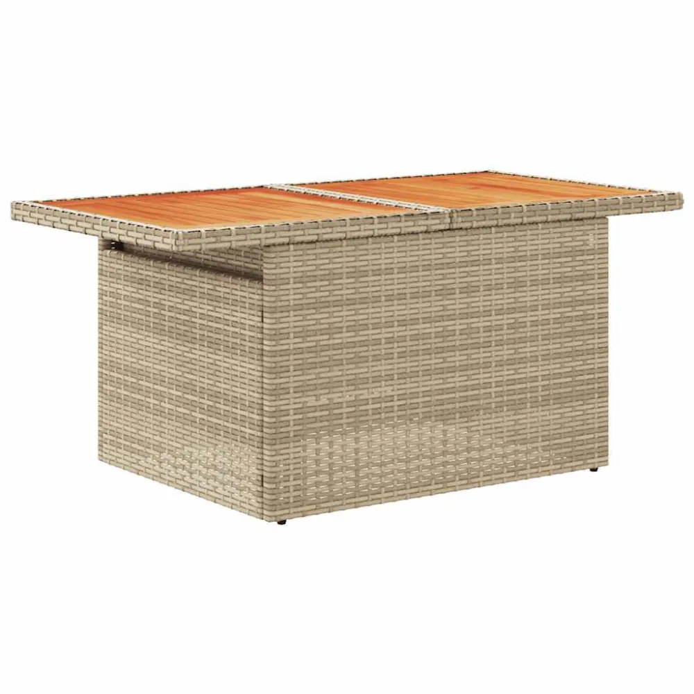 Sedia da Terrazzo Set Divani da Giardino 7 pz con Cuscini Sabbia Polyrattan Acacia