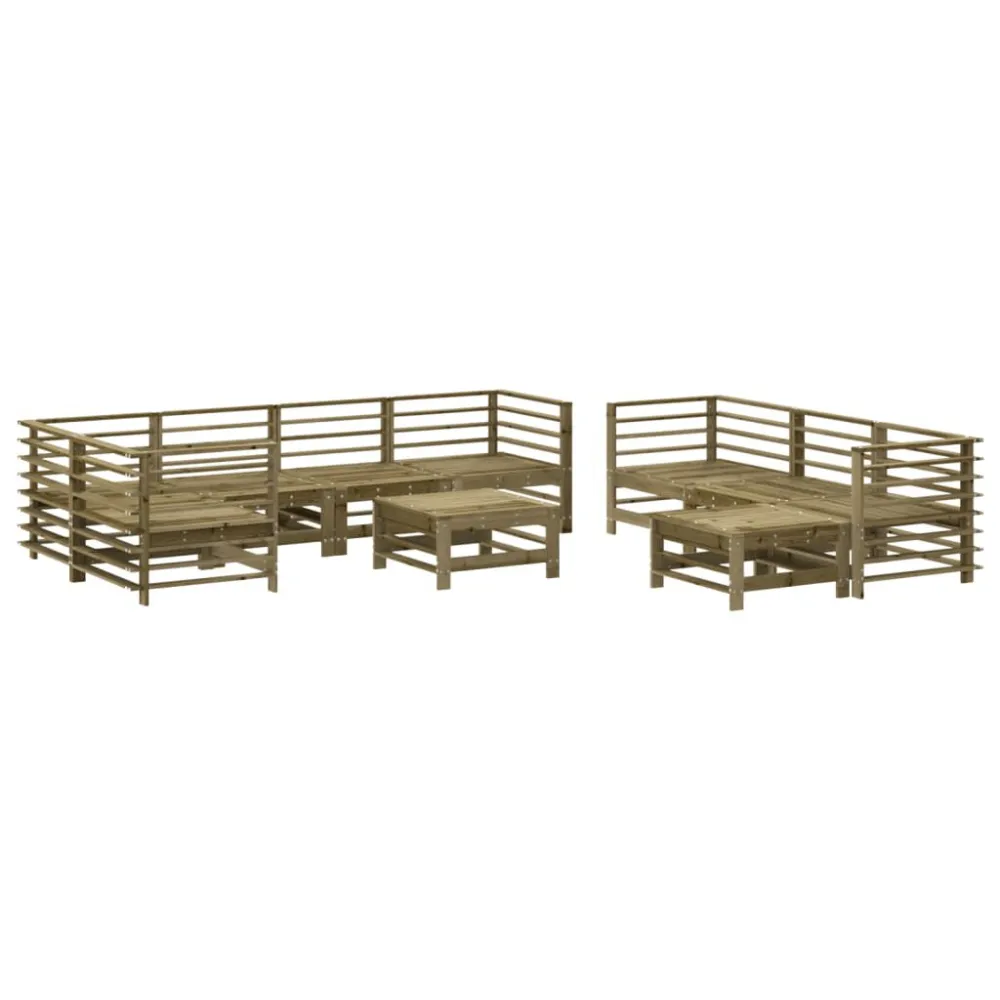 Sedia da Terrazzo Set Divani da Giardino 10 pz con Cuscini Legno Impregnato Pino