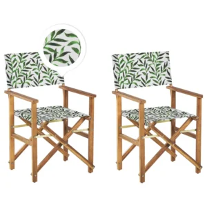 Sedia da Terrazzo Set 2 Garden Chairs CINE Acacia Wood White