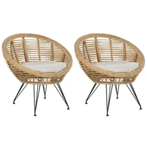 Sedia da Terrazzo Set 2 Garden Chairs Cushions MARATEA Rattan Puro