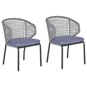 Sedia da Terrazzo Set 2 Garden Chairs Cushions PALMI Metallico Grey