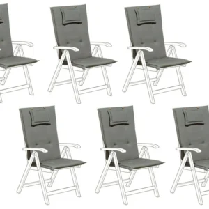 Sedia da Terrazzo Set 6 Outdoor Seat/Back Cushions Grey TOSCANA/JAVA