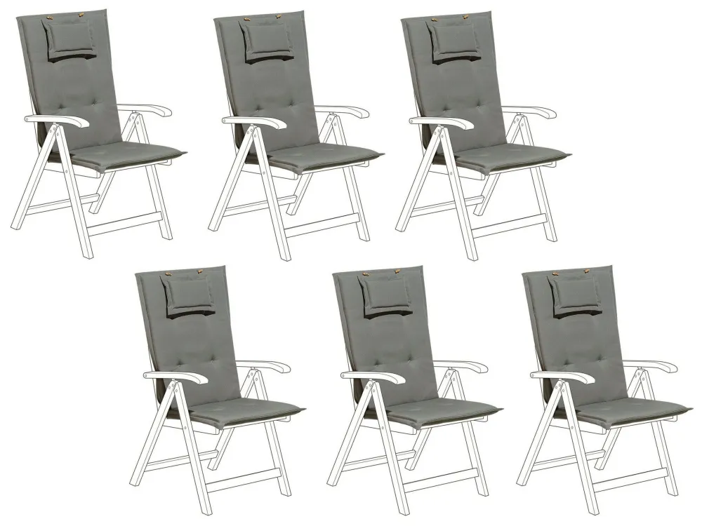 Sedia da Terrazzo Set 6 Outdoor Seat/Back Cushions Grey TOSCANA/JAVA