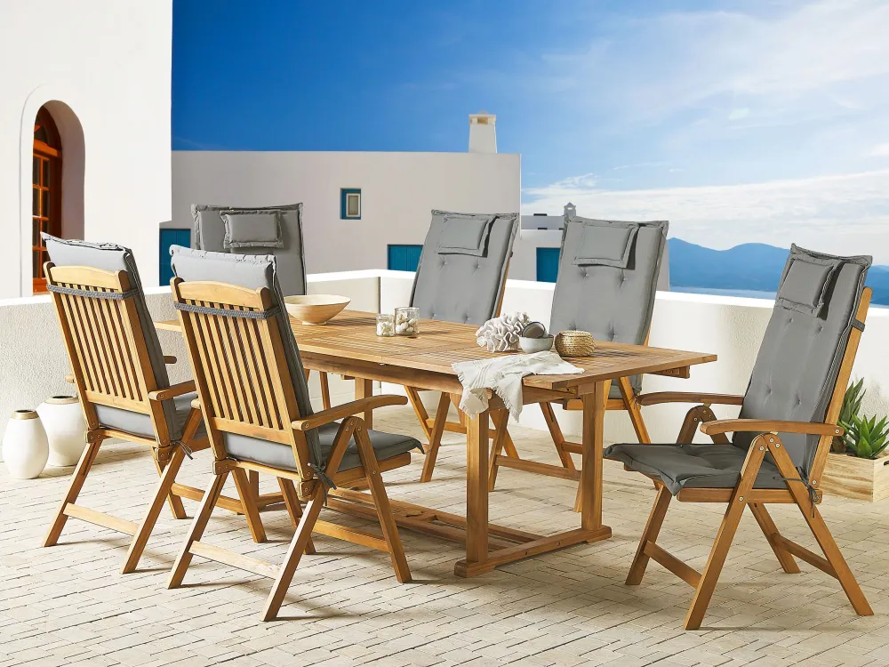 Sedia da Terrazzo Set 6 Outdoor Seat/Back Cushions Grey TOSCANA/JAVA