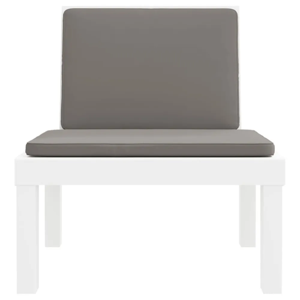 Sedia da Terrazzo Set Salotto da Giardino 3 pz con Cuscini Bianco PP