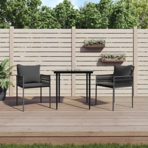 Sedia da Terrazzo Set di 2 sedie da giardino con cuscini rattan nero 54x61x83 cm