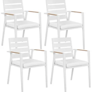Sedia da Terrazzo Set di 4 sedie da giardino con cuscini TAVIANO Metallo Bianco