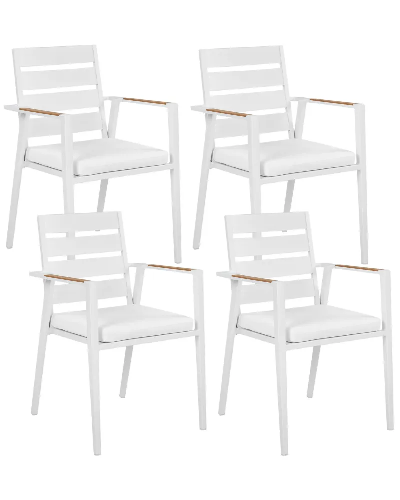 Sedia da Terrazzo Set di 4 sedie da giardino con cuscini TAVIANO Metallo Bianco