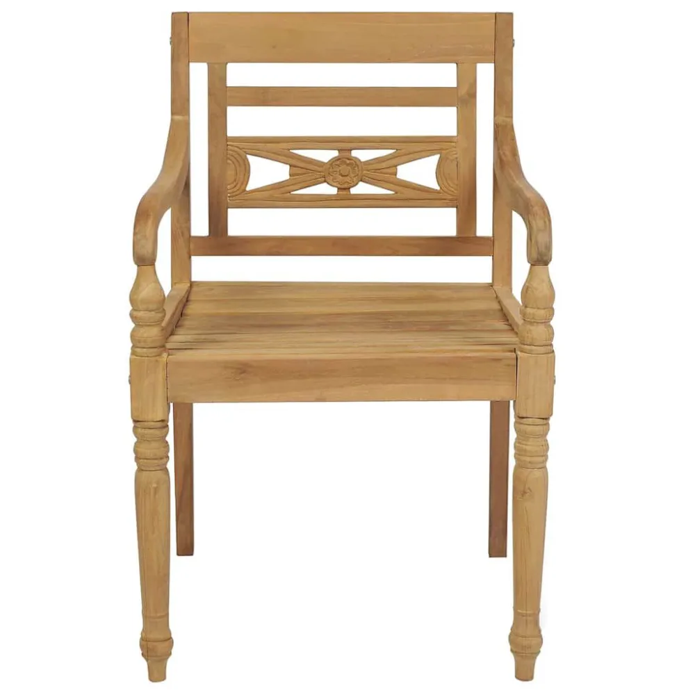 Sedie Batavia con Cuscini 4 pz Legno Massello di Teak per Giardino e Spiaggia
