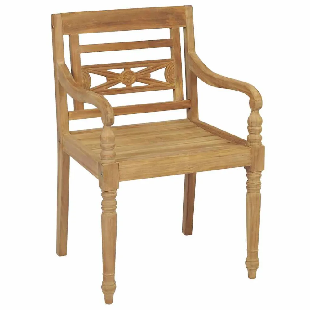 Sedie Batavia 2 pz con Cuscini Rossi Massello di Teak - Impermeabile e UV Resistente